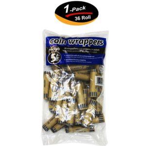 36 ROLLS PREFORMED NICKELS COIN WRAPPERS TUBES 5 CENTS (Holds $2 Each) (1 Pack)